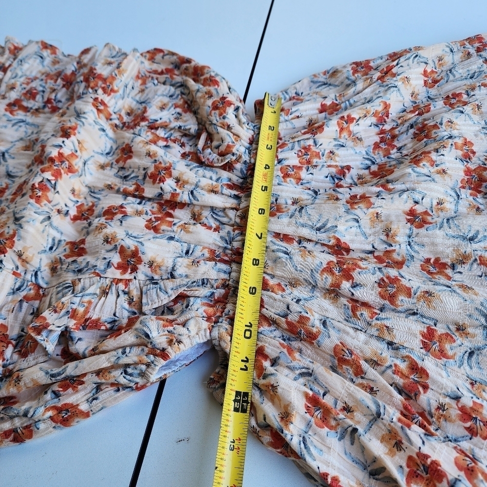 MINKPINK Zahari Dress Womens Floral Ruffled Flutter Sleeve Cottage Cutout M - Picture 12 of 16